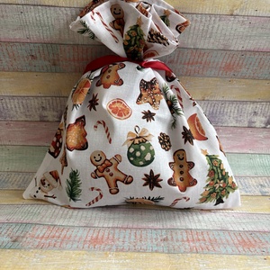 Mézeskalács mintás Mikulás zsák/ csomagoló, Karácsony, Mikulás, Mikulás zsák, Varrás, MESKA