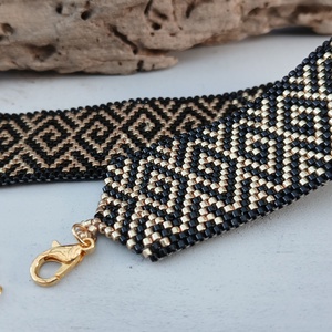 Gold-black karkötő,  fülbevaló és medál szett - ékszer - ékszerszett - Meska.hu