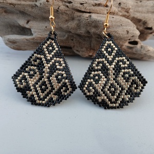 Gold-black karkötő,  fülbevaló és medál szett - ékszer - ékszerszett - Meska.hu