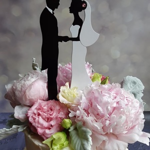 Nászpár esküvői tortadísz/csúcsdísz Menyasszony és vőlegény Esküvői dekoráció tortára  - esküvő - dekoráció - sütidísz - Meska.hu