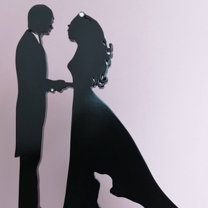 Nászpár tacskóval Esküvői tortadísz csúcsdísz Kutyás menyasszony és vőlegény Esküvői dekoráció tortára  - esküvő - dekoráció - sütidísz - Meska.hu