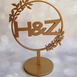 Esküvői tortadísz/csúcsdísz Monogramos menyasszonyi torta Esküvői dekoráció tortára Mágneses dekoráció - esküvő - dekoráció - tábla & jelzés - Meska.hu
