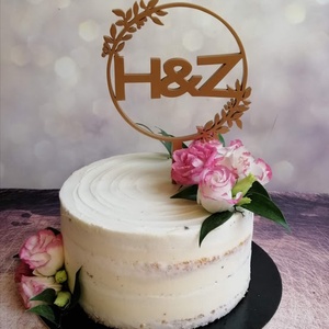 Esküvői tortadísz/csúcsdísz Monogramos menyasszonyi torta Esküvői dekoráció tortára Mágneses dekoráció - esküvő - dekoráció - tábla & jelzés - Meska.hu