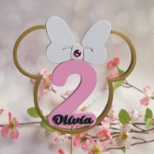 Kislány Minnie füles születésnapi tortadísz névvel / hűtőmágnes Torta dekoráció születésnapra Szülinapi tortadekoráció - otthon & életmód - konyhafelszerelés, tálalás - Meska.hu
