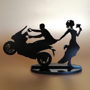 Motoros esküvői tortadísz/csúcsdísz  HONDA Motoros menyasszony és vőlegény Esküvői dekoráció tortára  - esküvő - dekoráció - sütidísz - Meska.hu