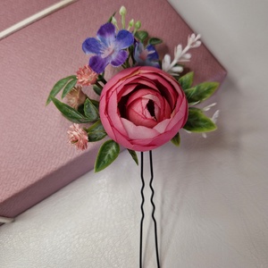 Pink esküvői hajtű - esküvő - hajdísz - hajtű - Meska.hu