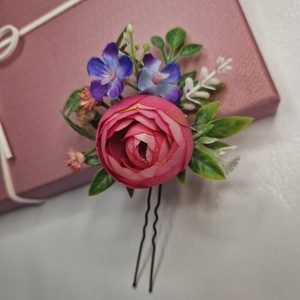 Pink esküvői hajtű - esküvő - hajdísz - hajtű - Meska.hu