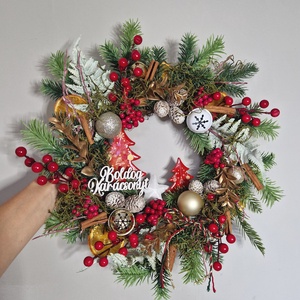 Karácsonyi fenyős ajtódísz kopogtató  - Meska.hu