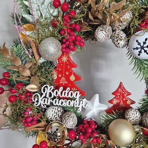 Karácsonyi fenyős ajtódísz kopogtató  - karácsony - adventi díszek - adventi ajtódísz - Meska.hu