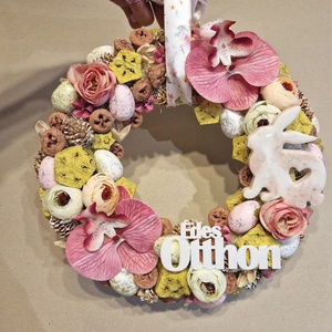 Tavaszi ajtódísz, kopogtató, virágkoszorú, , Otthon & Életmód, Dekoráció, Ajtó- és ablak dekoráció, Ajtódísz & Kopogtató, Virágkötés, MESKA