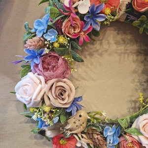 Nyári őszi ajtódísz, kopogtató, virágkoszorú - otthon & életmód - dekoráció - ajtó- és ablak dekoráció - ajtódísz & kopogtató - Meska.hu