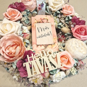 Ajtódísz, kopogtató, virágkoszorú, Otthon & Életmód, Dekoráció, Ajtó- és ablak dekoráció, Ajtódísz & Kopogtató, Virágkötés, MESKA