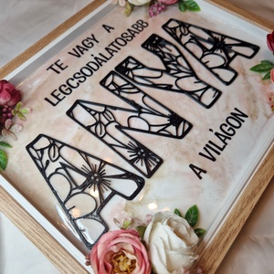 Anyák napi, köszöntő, szülőköszöntő keret epoxyval - esküvő - emlék & ajándék - szülőköszöntő ajándék - Meska.hu