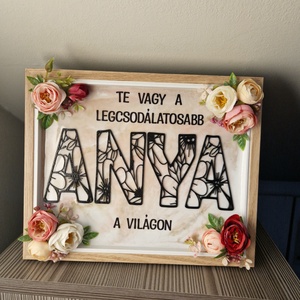 Anyák napi, köszöntő, szülőköszöntő keret epoxyval, Esküvő, Emlék & Ajándék, Szülőköszöntő ajándék, Virágkötés, MESKA