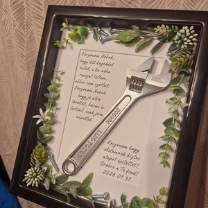 Greenery esküvői szülőköszöntő fekete epoxy kerettel, szerszámmal - esküvő - emlék & ajándék - szülőköszöntő ajándék - Meska.hu