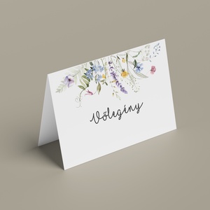 Kék vadvirágos esküvői ültetőkártya, Esküvő, Meghívó & Kártya, Ültetési rend, Fotó, grafika, rajz, illusztráció, MESKA