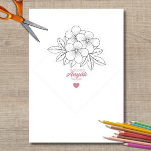 Anyák napi virágcsokor formájú színező - digitális, letölthető - művészet - grafika & illusztráció - digitális - Meska.hu