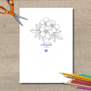 Anyák napi virágcsokor formájú színező (kék) - digitális, letölthető - művészet - grafika & illusztráció - digitális - Meska.hu