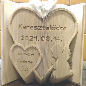 Könyvszobor keresztelőre, tökéletes ajándék, örök emlék. Változtass a szövegen, így bármilyen alkalomra megfelel., Otthon & Lakás, Dekoráció, Asztal és polc dekoráció, Könyvszobor, Papírművészet, Meska