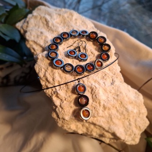 Hematit�Karneol ékszerszett - Parázsmag (karkötő + fülbevaló + medál) - Meska.hu