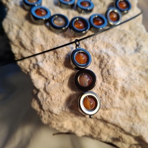 Hematit�Karneol ékszerszett - Parázsmag (karkötő + fülbevaló + medál) - ékszer - ékszerszett - Meska.hu