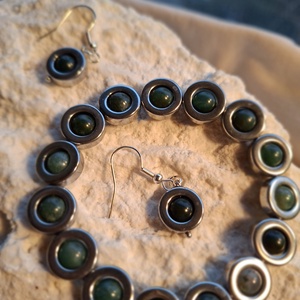 Hematit�Mohaachát ékszerszett - Erdőcsend (karkötő + fülbevaló + medál) - ékszer - ékszerszett - Meska.hu