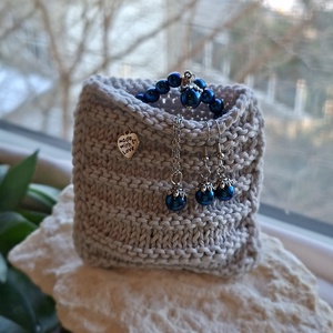 Éjkék Hematit Ásvány Ékszerszett Kézműves Szütyőben � Elegáns Ajándékcsomag - Meska.hu