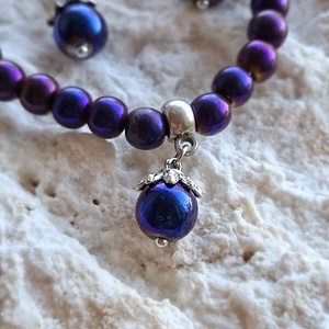 Hematit ékszerszett (karkötő, fülbevaló, medál) � Lila Csend - ékszer - ékszerszett - Meska.hu