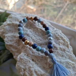 27 szemes fa mala karkötő � Téli színekben (8mm), Otthon & Életmód, Dekoráció, Spiritualitás, Mala, Ékszerkészítés, Gyöngyfűzés, gyöngyhímzés, MESKA