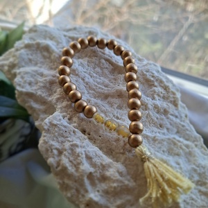 27 szemes fa mala karkötő � Arany színű (8mm) - Meska.hu