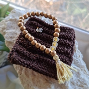 27 szemes fa mala karkötő � Arany színű (8mm) - otthon & életmód - dekoráció - spiritualitás - mala - Meska.hu