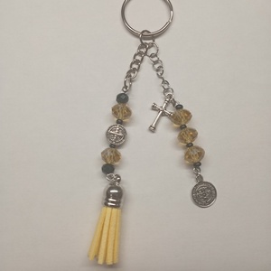 Kulcstartó - sárga Szent Benedek  - táska & tok - kulcstartó & táskadísz - kulcstartó - Meska.hu