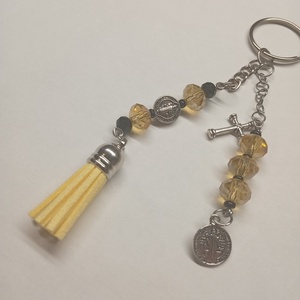 Kulcstartó - sárga Szent Benedek  - táska & tok - kulcstartó & táskadísz - kulcstartó - Meska.hu