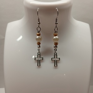 Keresztes lógó fülbevaló  - ékszer - fülbevaló - lógó fülbevaló - Meska.hu