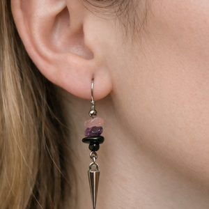 Ásványos lógó fülbevaló , Ékszer, Fülbevaló, Lógó fülbevaló, Ékszerkészítés, Gyöngyfűzés, gyöngyhímzés, MESKA