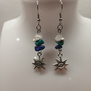 Ásványos lógó fülbevaló , Ékszer, Fülbevaló, Lógó fülbevaló, Ékszerkészítés, Gyöngyfűzés, gyöngyhímzés, MESKA