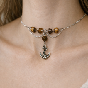 Ásványos choker medállal, Esküvő, Ékszer, Nyaklánc, Ékszerkészítés, Gyöngyfűzés, gyöngyhímzés, MESKA