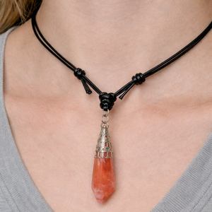 Ásványos állítható szíjas nyaklánc , Esküvő, Ékszer, Nyaklánc, Bőrművesség, Ékszerkészítés, MESKA