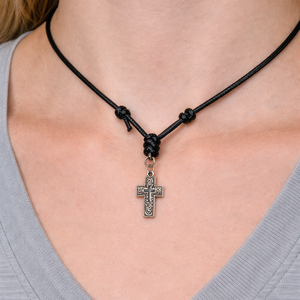 Állítható szíjas keresztes nyaklánc , Esküvő, Ékszer, Nyaklánc, Bőrművesség, Ékszerkészítés, MESKA