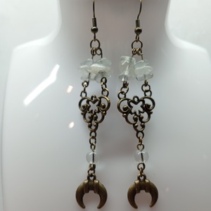 Ásványos fülbevaló , Ékszer, Fülbevaló, Csillár fülbevaló, Ékszerkészítés, Gyöngyfűzés, gyöngyhímzés, MESKA