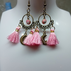 Boho fülbevaló evil eye-al - ékszer - fülbevaló - csillár fülbevaló - Meska.hu