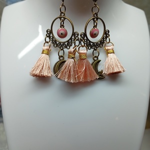 Boho fülbevaló evil eye-al  - ékszer - fülbevaló - csillár fülbevaló - Meska.hu