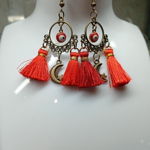 Boho fülbevaló evil eye-al  - ékszer - fülbevaló - csillár fülbevaló - Meska.hu