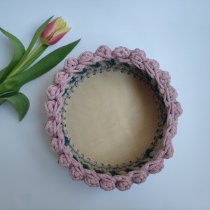 Horgolt, 23cm, virágos tároló, kosár Édesanyának - otthon & életmód - tárolás & rendszerezés - tárolókosár - Meska.hu
