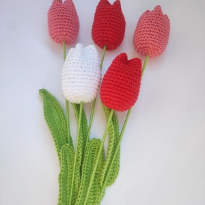 Horgolt tulipán virág  - kellékek & szerszámok - dekorációs kellékek - virágfej - Meska.hu