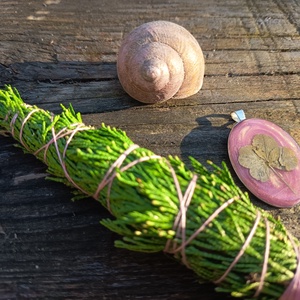 Füstölő készlet négylevelű lóherével készült amulettel  - otthon & életmód - dekoráció - asztal és polc dekoráció - asztaldísz - Meska.hu