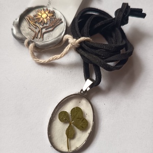 Szerencsehozó amulett négylevelű lóherével , Ékszer, Nyaklánc, Medál, Ékszerkészítés, MESKA