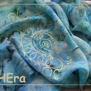 Tengerpart életfával hernyóselyem stóla - Meska.hu