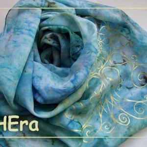 Tengerpart életfával hernyóselyem stóla -  - Meska.hu