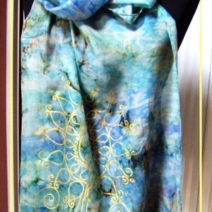 Tengerpart életfával hernyóselyem stóla -  - Meska.hu